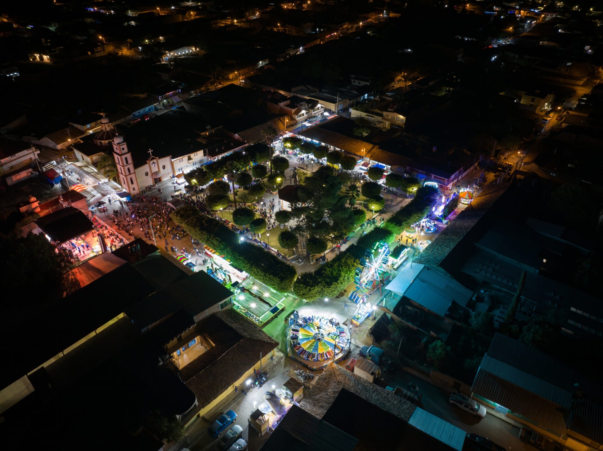 A scenic view of Gomez Farias, Michoacan, Mexico at night