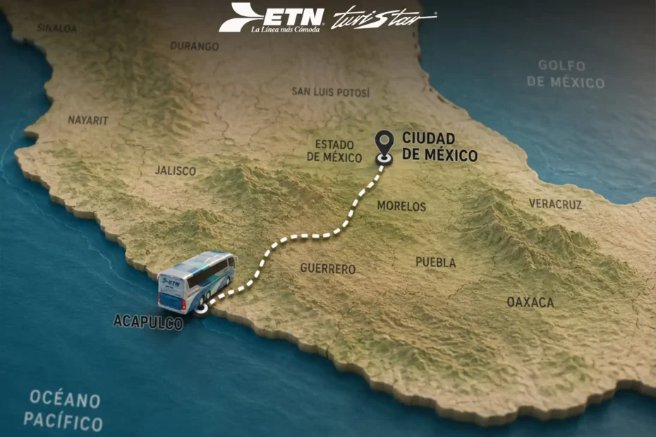 Viaje cómodo en autobús de Acapulco a Ciudad de México.