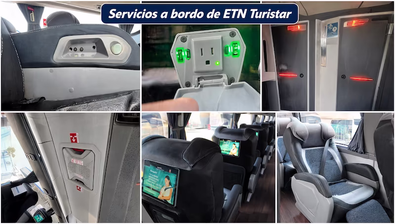 Interiores de cabina con asientos reclinables de 140 grados, símbolo del lujo en ETN Turistar.