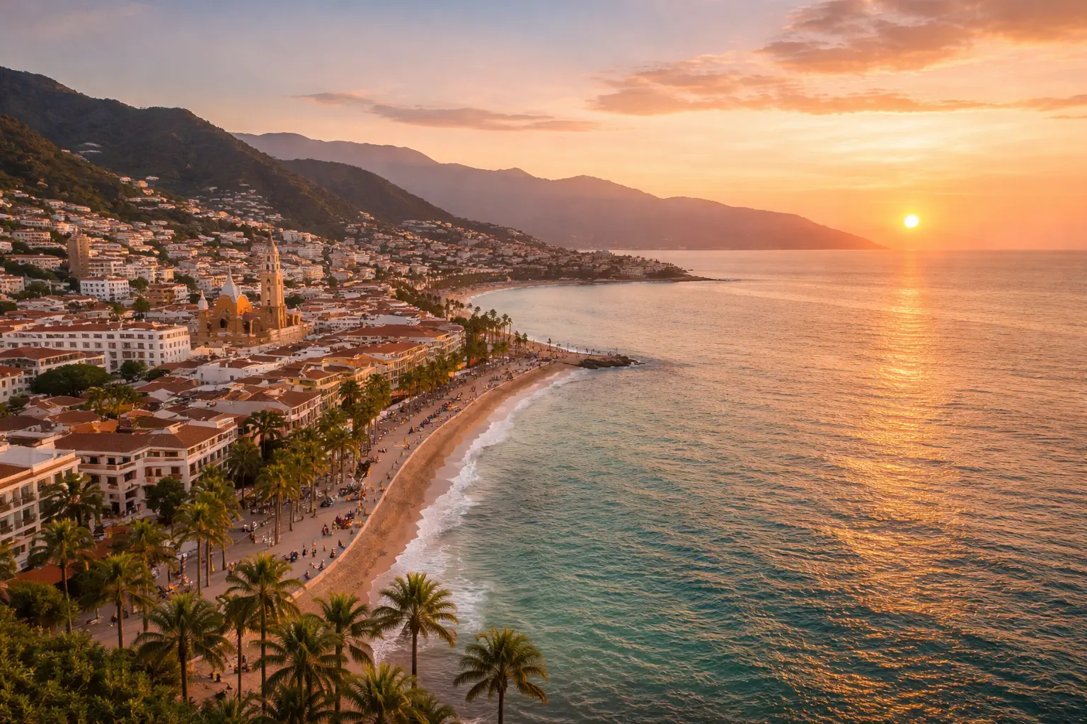 Puerto Vallarta beach/Malecón sunset