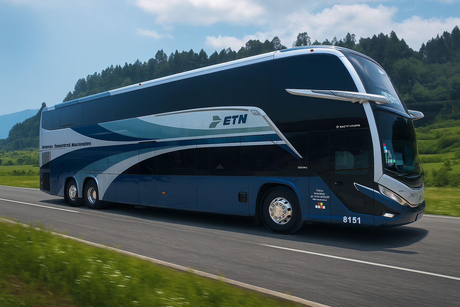 ETN luxury bus traveling through Mexico