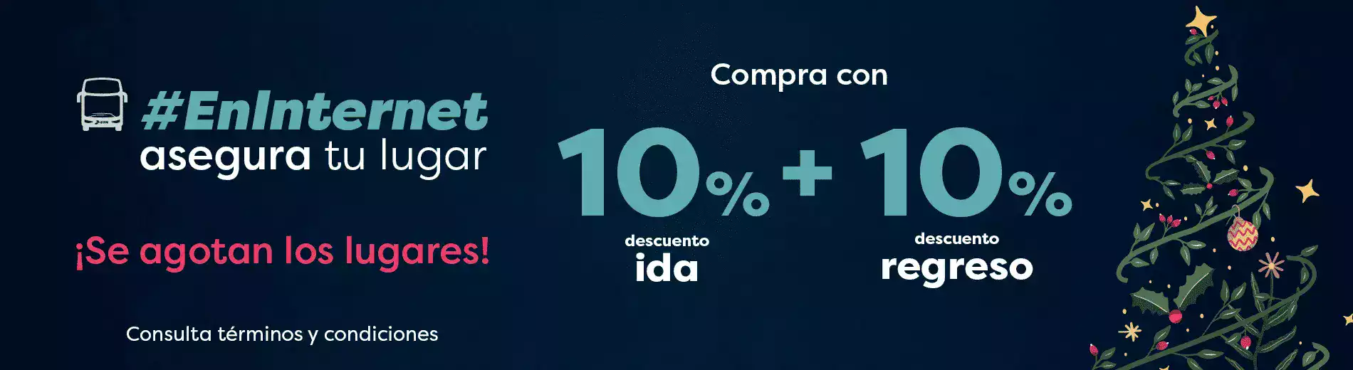 Fiestas Decembrinas 10% de ida y 10% de regreso