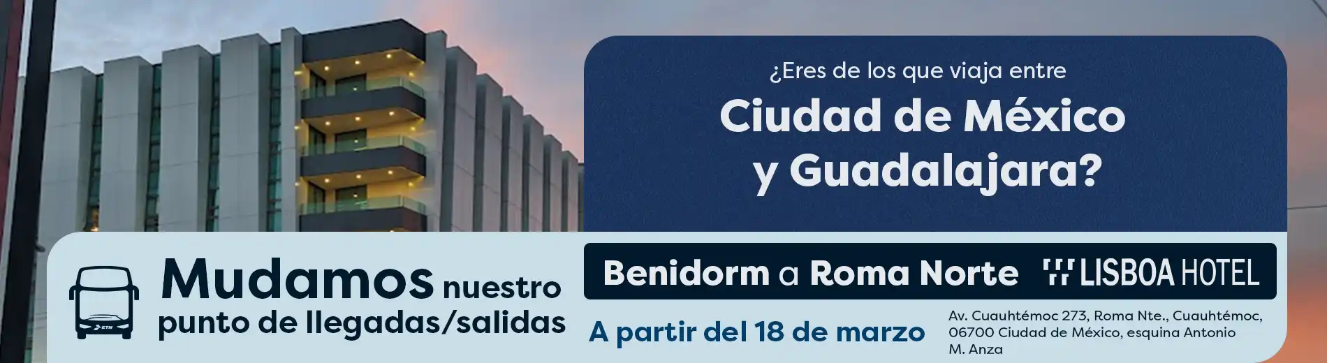 Ciudad de México a Guadalajara Hotel Lisboa