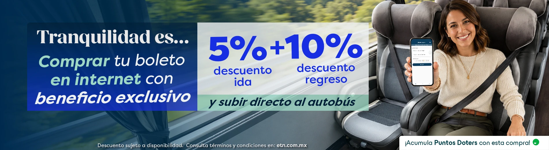 Compra en internet descuentos del 5 + 10 con ETN Turistar