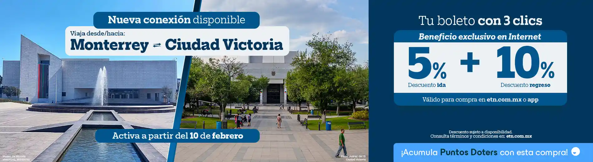 Nueva conexión Monterrey - Cd Victoria con ETN Turistar